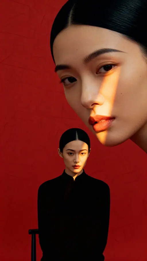 Person on red background vertical