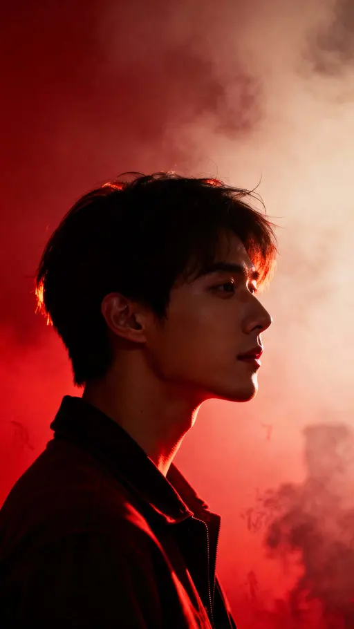 Person silhouette in red haze