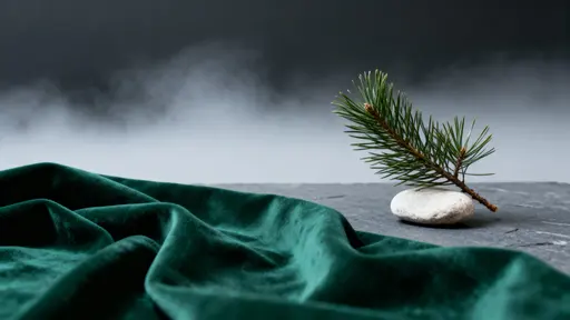 Pine Sprig Serene Fog Textile Still Life