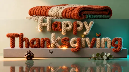 Plush knitted 'Happy Thanksgiving' letters