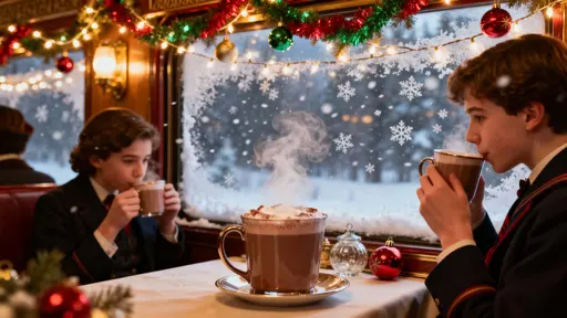 Polar Express cabin cozy Christmas interior