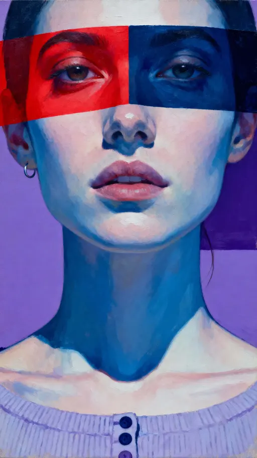 Portrait with color-block overlays