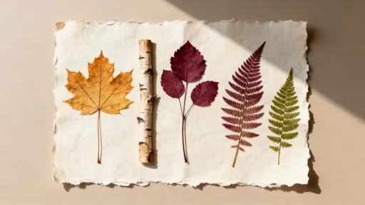Pressed Leaves on Handmade Paper Still-Life