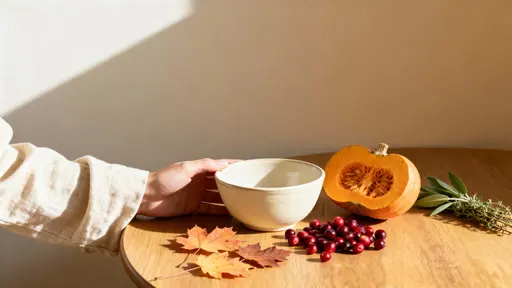 Pumpkin and Cranberries Morning Table Close-Up