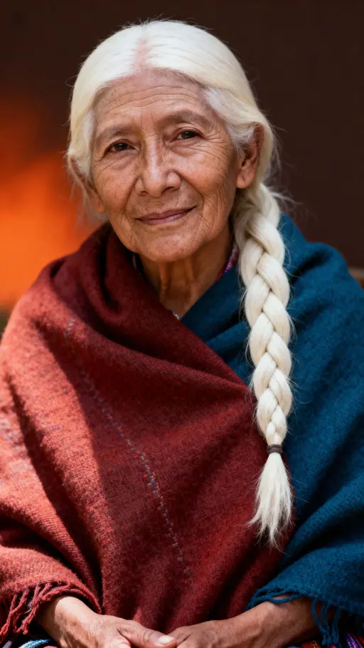 Quechua woman with albinism portrait