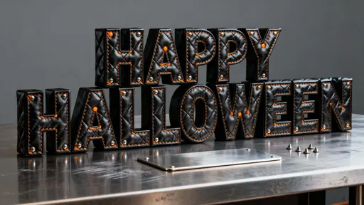 Quilted Leather HAPPY HALLOWEEN Lettering on Table