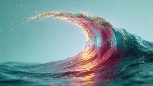 Radiant particle wave sweeping diagonally