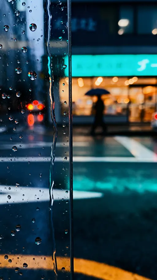Rainy Street Seen Through Window Vertical