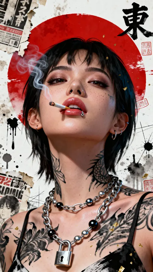 Rebellious Young Woman 3D Portrait Poster
