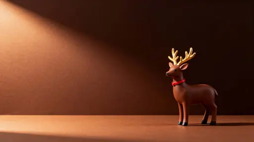 Reindeer figurine on chocolate background