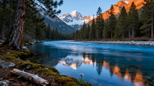 River flowing through pine valley