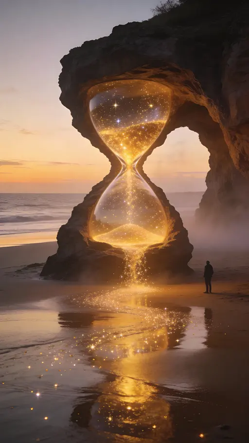 Rock-arch hourglass with glowing stardust