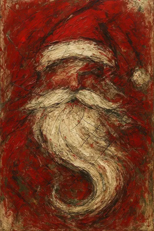 Santa abstract expressionist canvas study