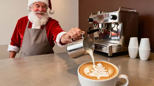Santa Barista in Minimalist Cozy Lifestyle Ad