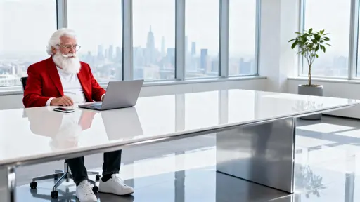 Santa Claus as tech entrepreneur in office