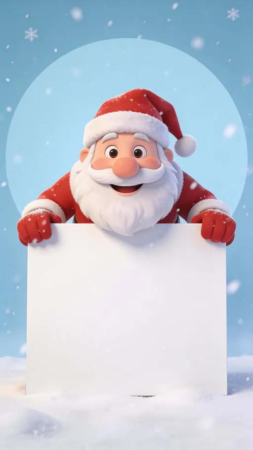 Santa Claus holding blank sign banner