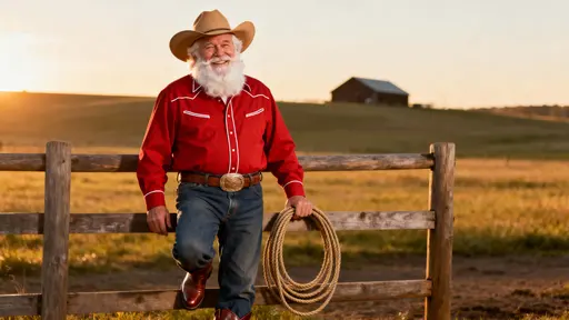 Santa Claus modern cowboy on ranch