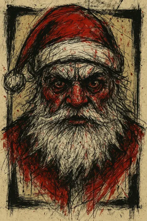 Santa close-up neo-expressionist poster bust