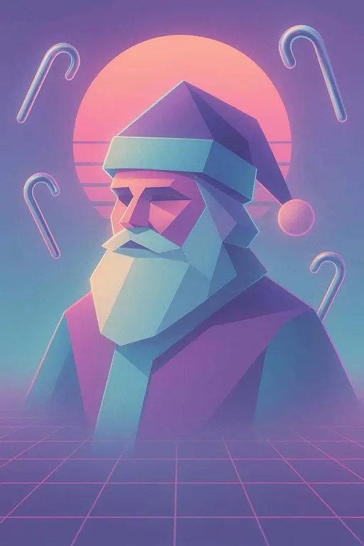 Santa geometric vaporwave triangle portrait