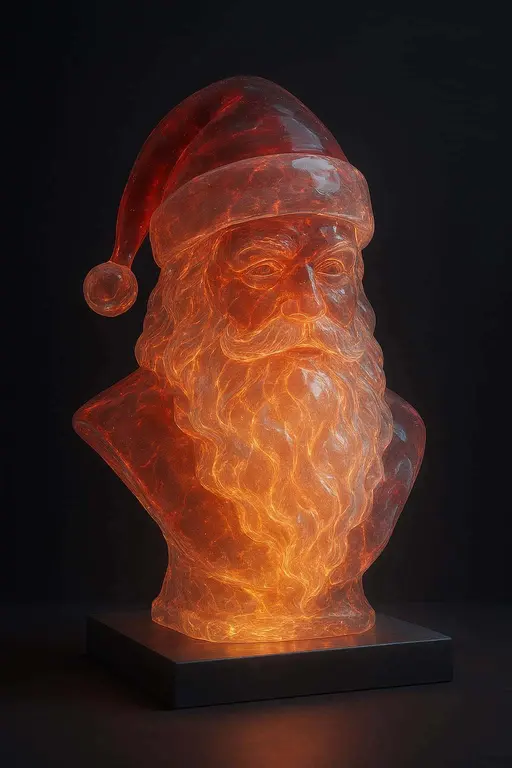 Santa glass bust with glowing veins