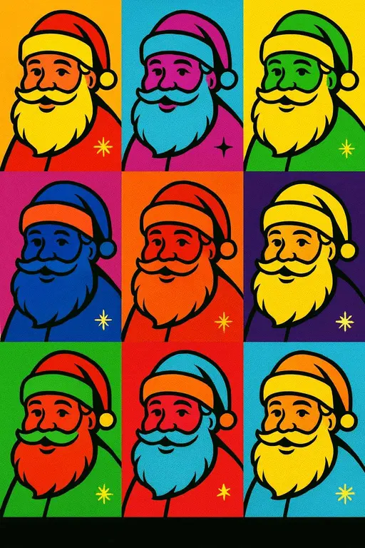 Santa heads pop-art 3x3 grid poster