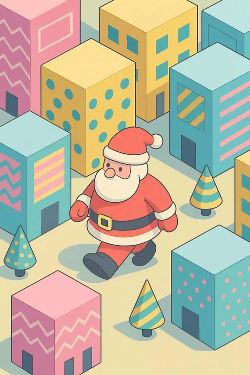 Santa in Memphis-style mini city