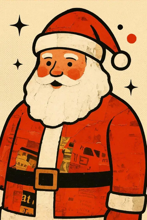 Santa mixed-media pop art collage
