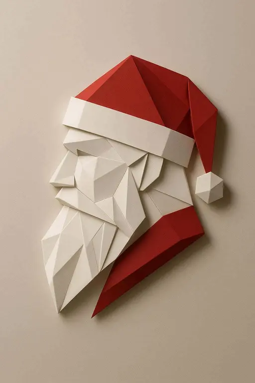 Santa paper-plane sculptural relief on wall