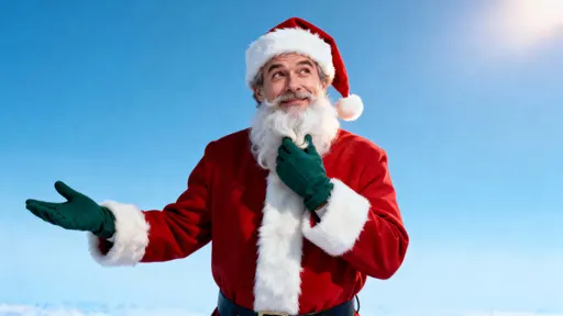 Santa portrait mid-torso conversational holiday