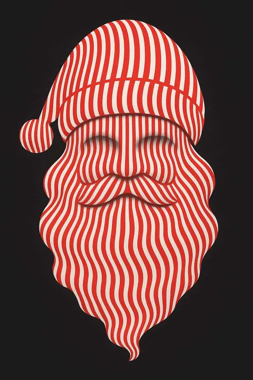 Santa silhouette op-art striped portrait