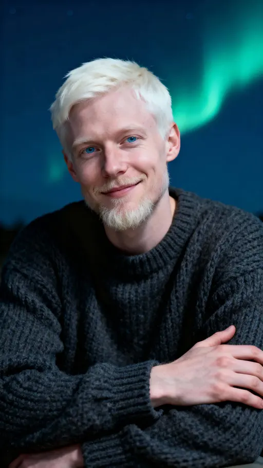Scandinavian man with albinism portrait