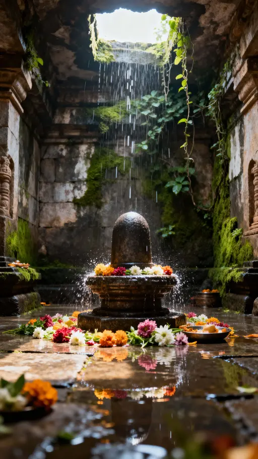 Shiva temple interior sacred scene