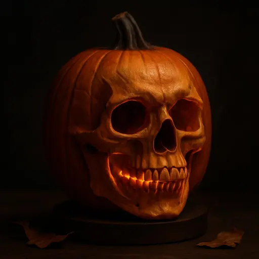 skull-carved halloween pumpkin study