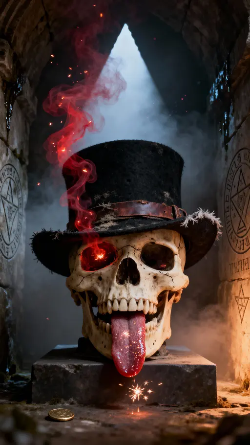 Skull with Top Hat and Mist