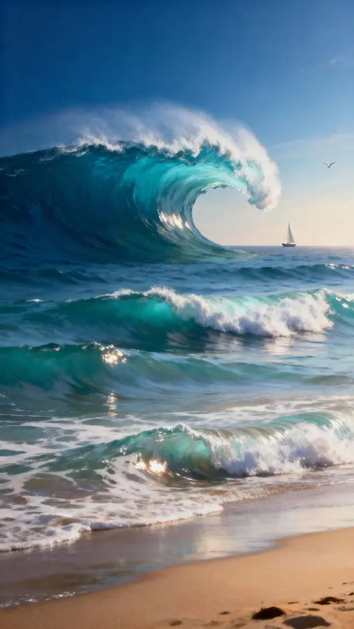 Sky of Ocean Waves Vertical Portrait