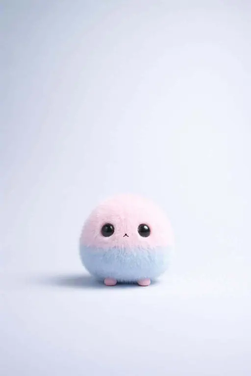 Small Pink and Blue Fluffy Creature 3D Render
