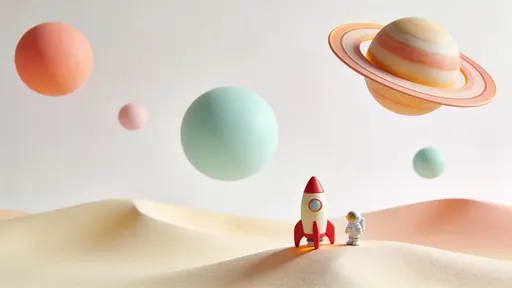 Small rocket and astronaut on dune