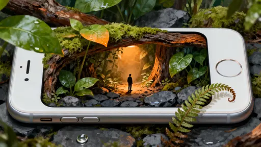 Smartphone notch jungle habitat with observer