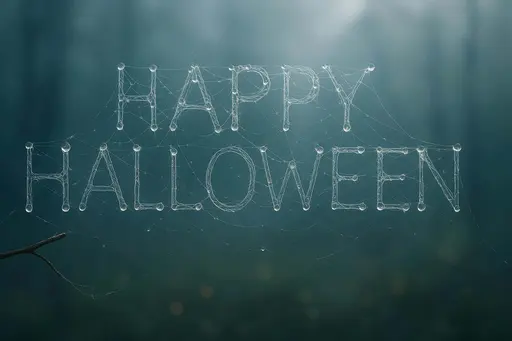 Spider-silk Halloween greeting card lettering