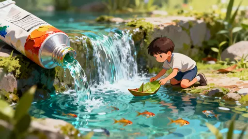 Squeezed Paint Tube Waterfall Scene
