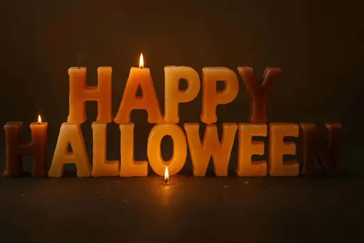 Stacked Candle Letters Spelling HAPPY HALLOWEEN