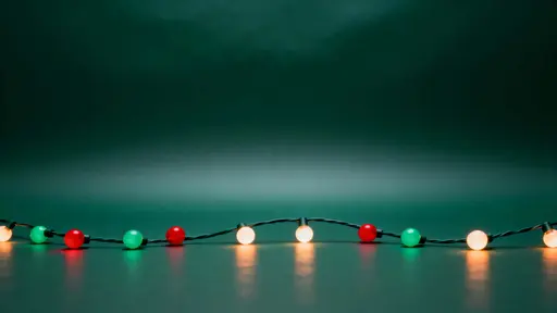 String Lights on Christmas Pine Background