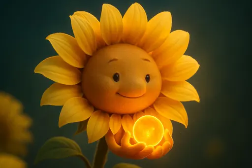 sunflower holding a mini sun