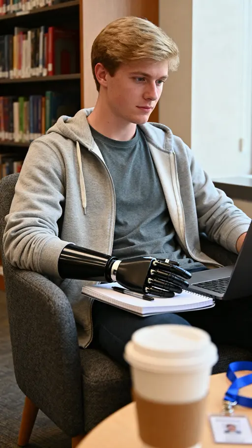 Tanner studying in campus lounge