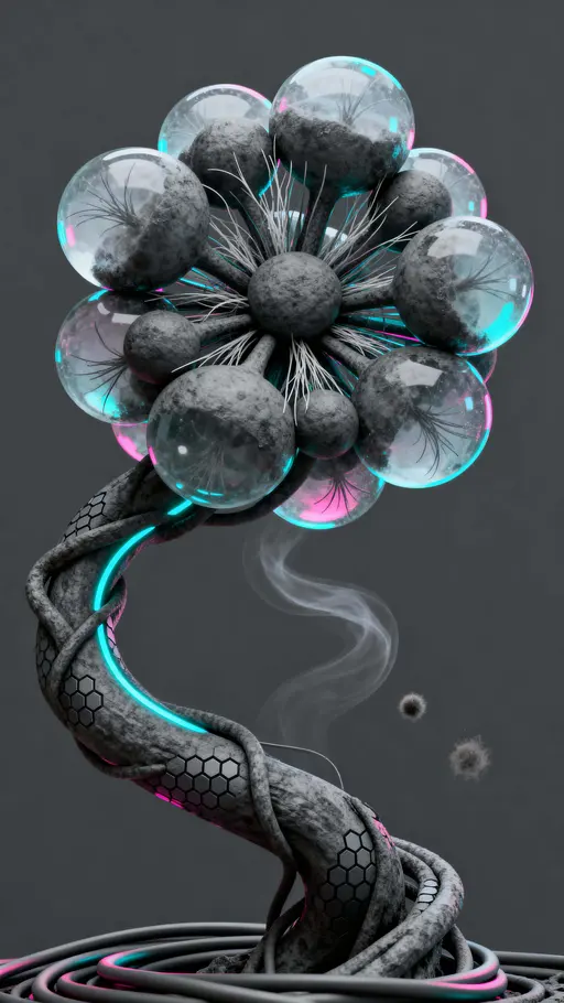 Techno-organic vine central bloom