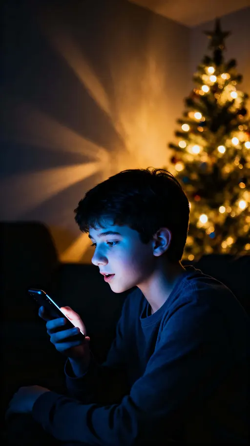 Teen Recording Voice Message in Bedroom