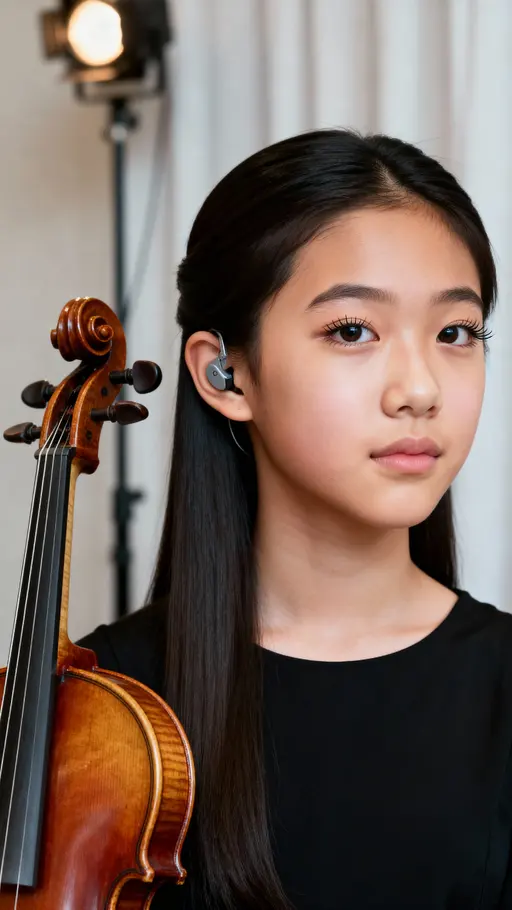 Teen Violinist Backstage Headshot Portrait