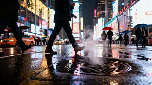 Times Square Rainy Night Street Scene