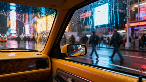 Times Square taxi interior view