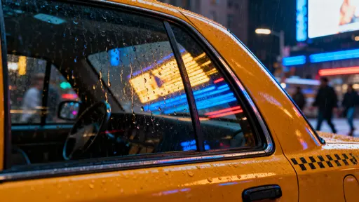 Times Square taxi interior view